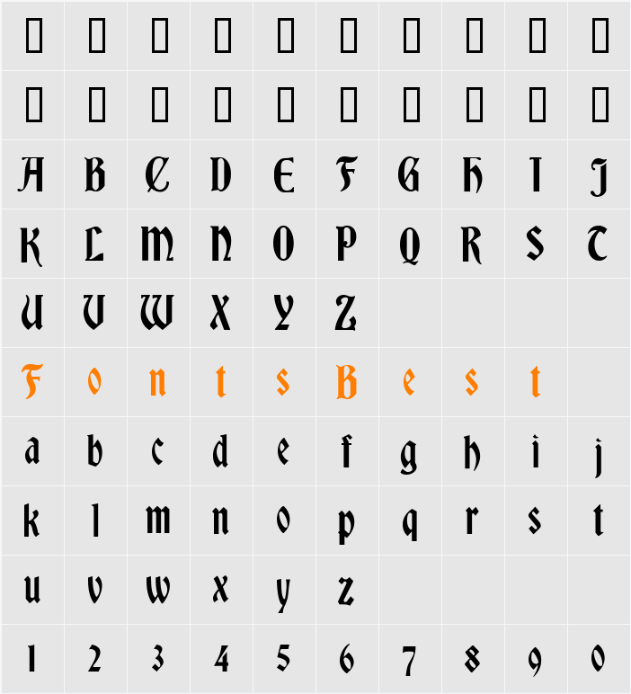 Romvel Character Map