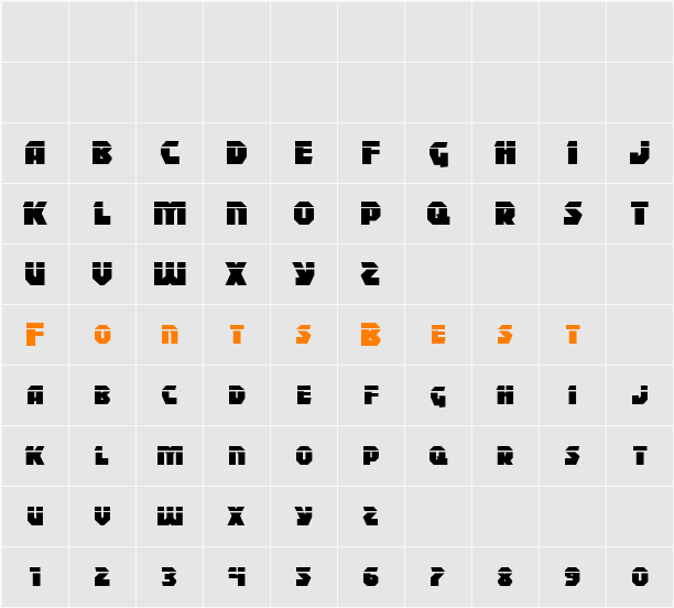 Blitzstrike Laser Character Map