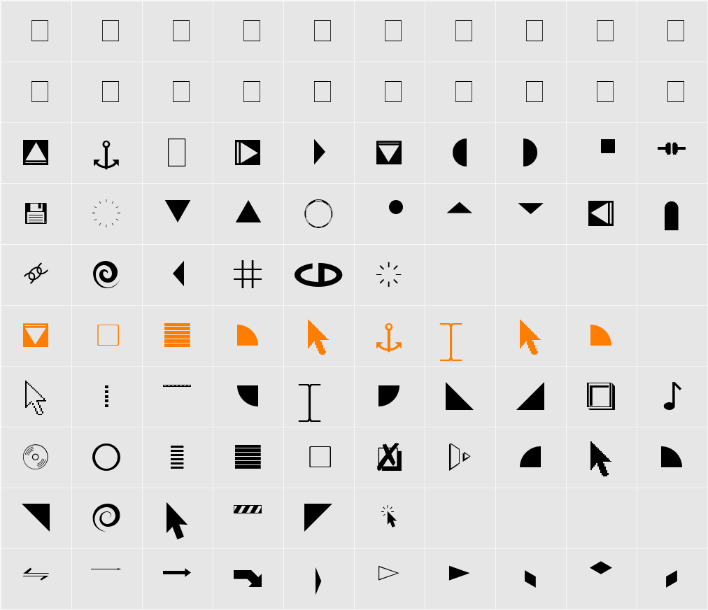 Bits and Pieces Character Map