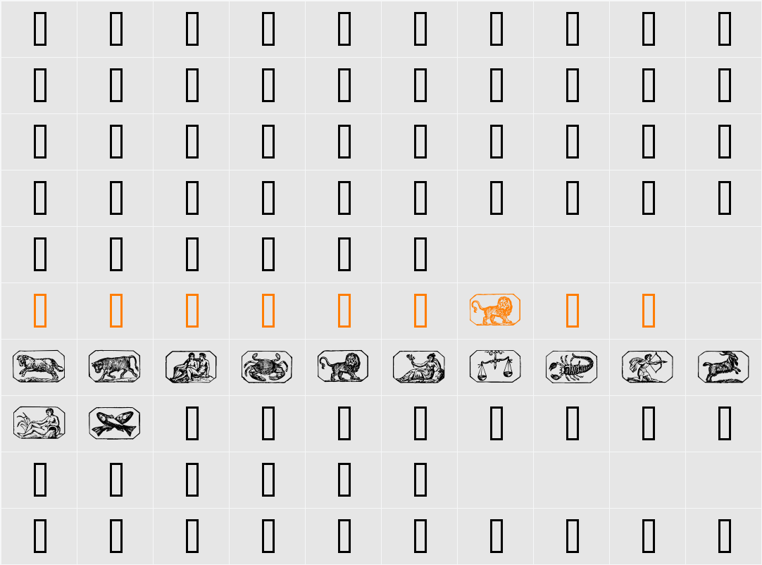 Zodiac00 Character Map