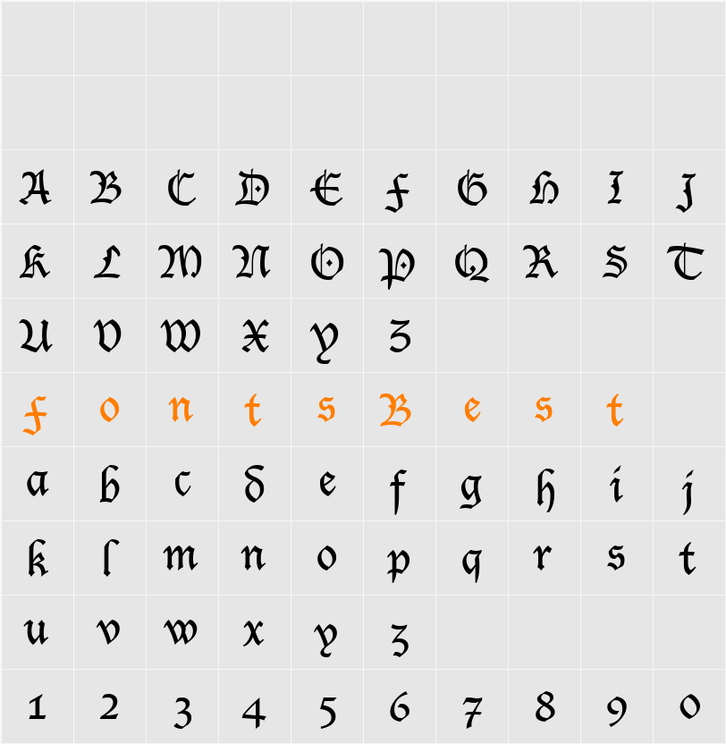Lucida Blackletter Character Map