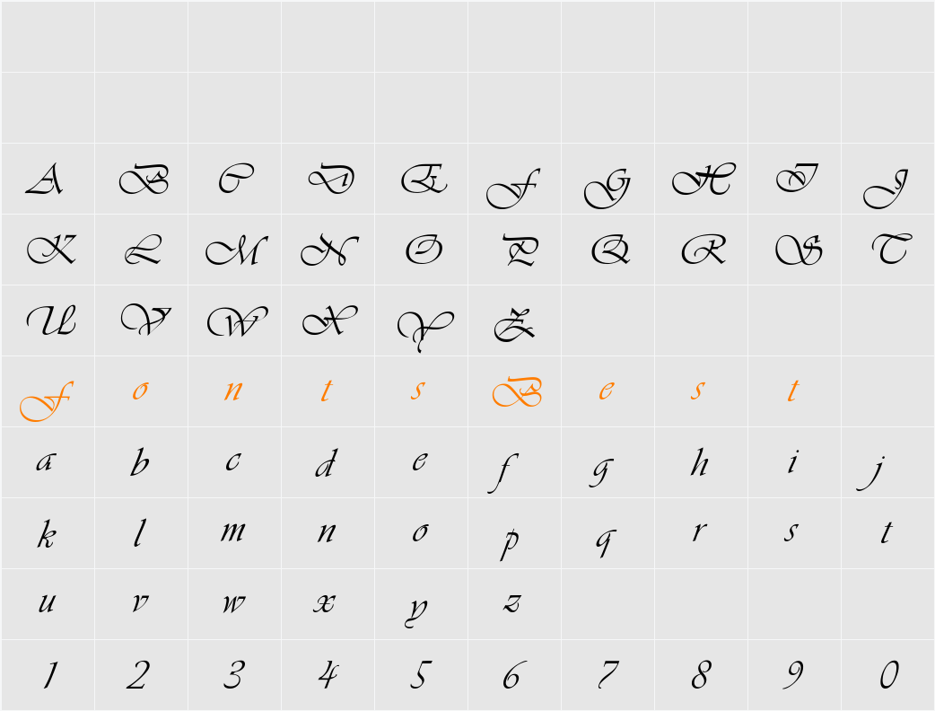 Vivaldi Character Map