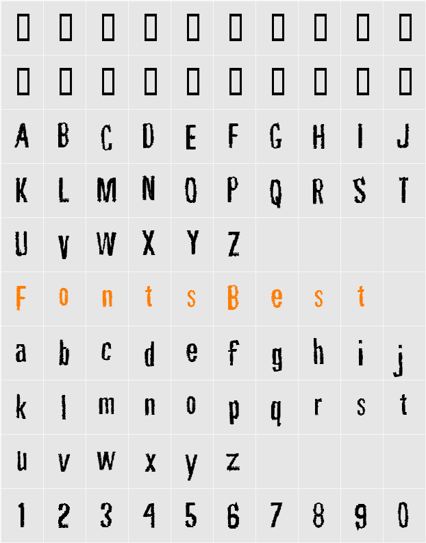 Rubbing Font Character Map