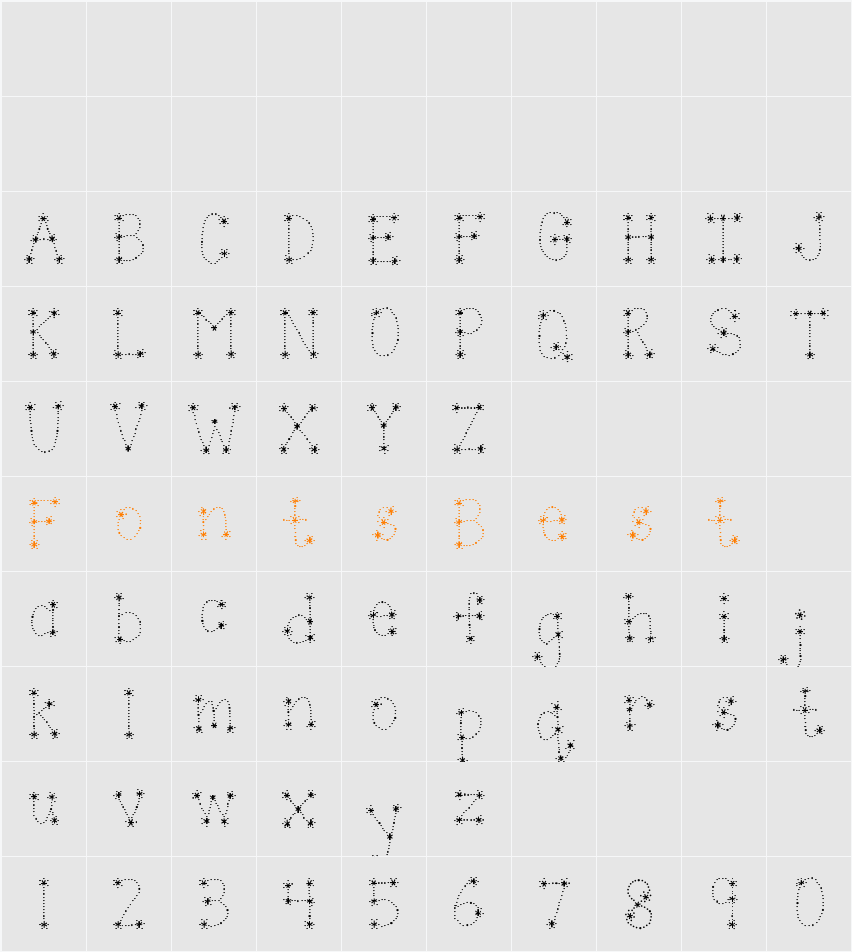Janda Sparkle and Shine Character Map