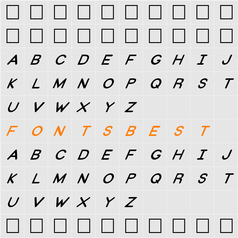 FZ BASIC 31 ITALIC Character Map