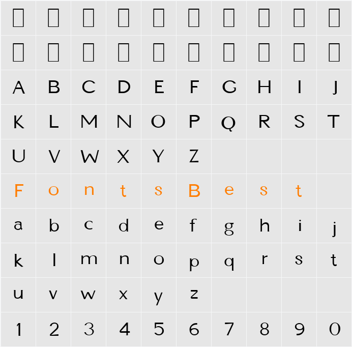 Ginger-Condensed Character Map