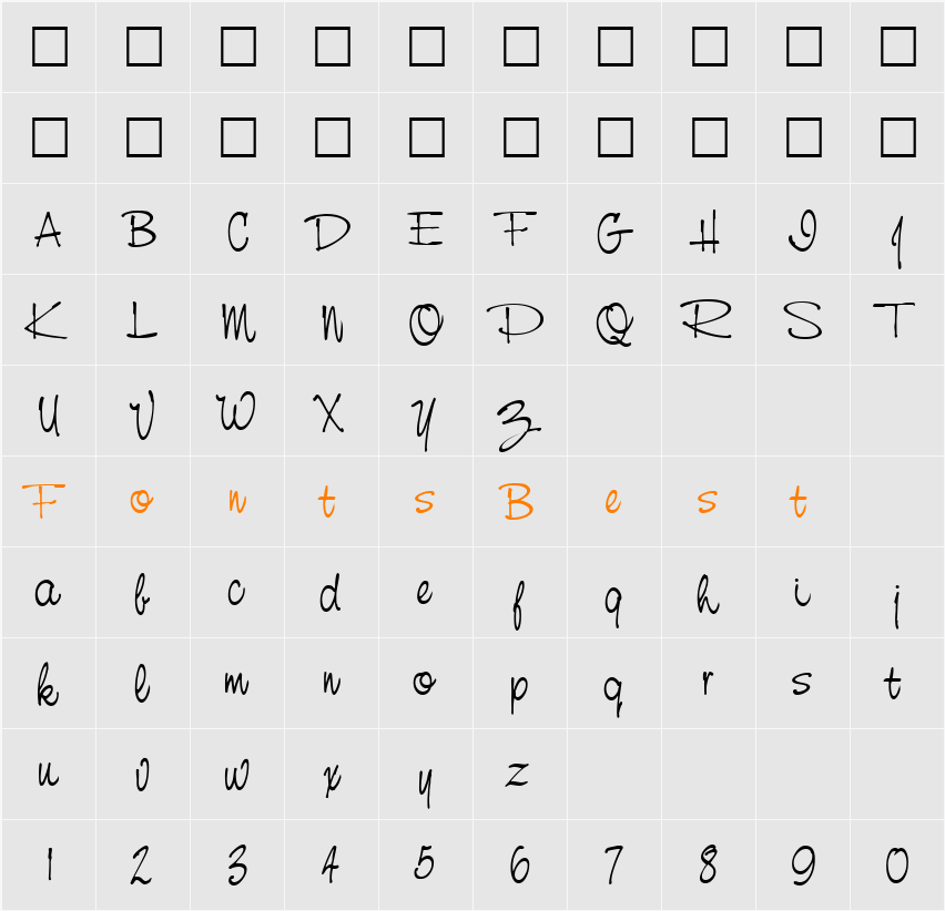 NevilleScript Character Map