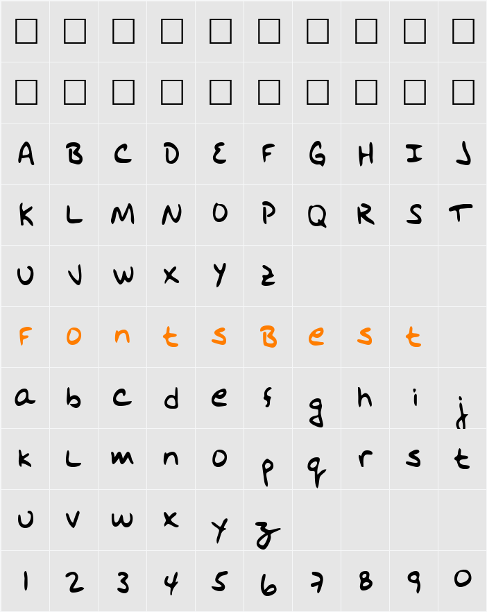 HodgesHand Character Map