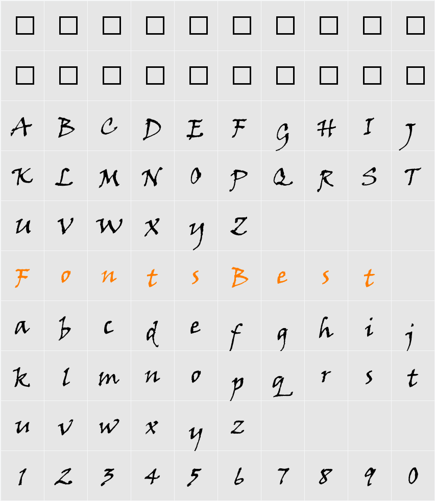 Viner Hand ITC Character Map