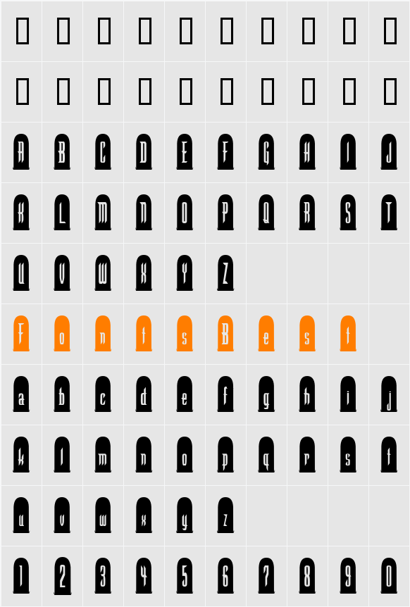 R.I.P.Condensed Character Map