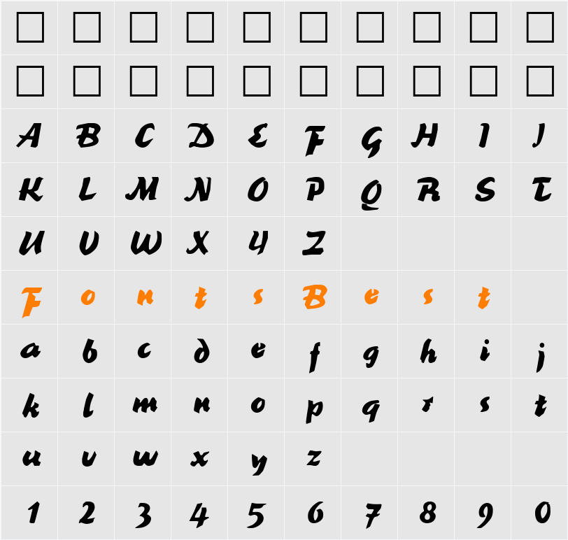 ReinerBlack DB Character Map
