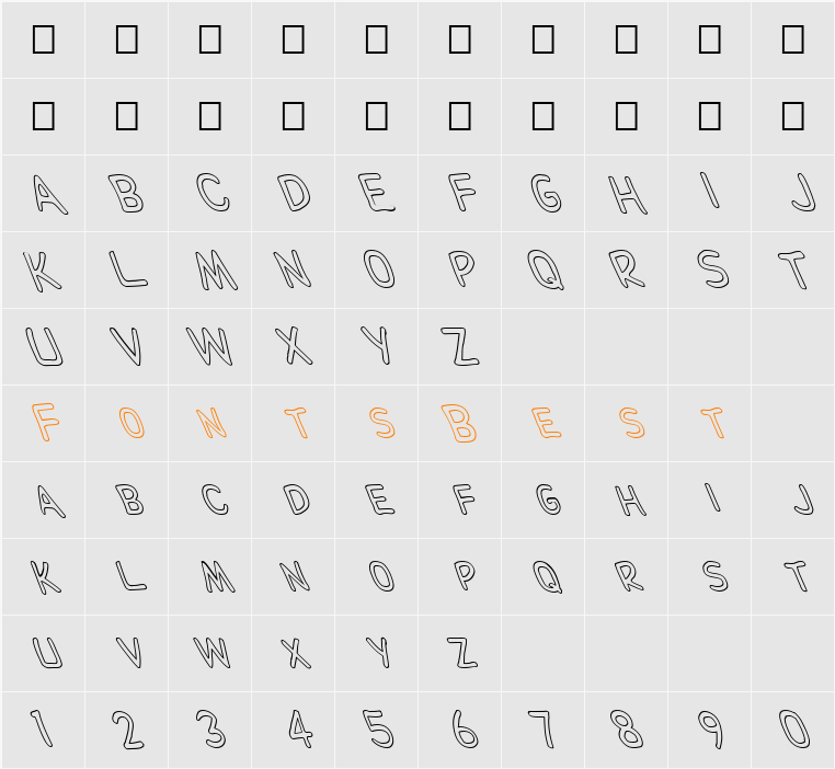 FZ BASIC 29 HOLLOW LEFTY Character Map