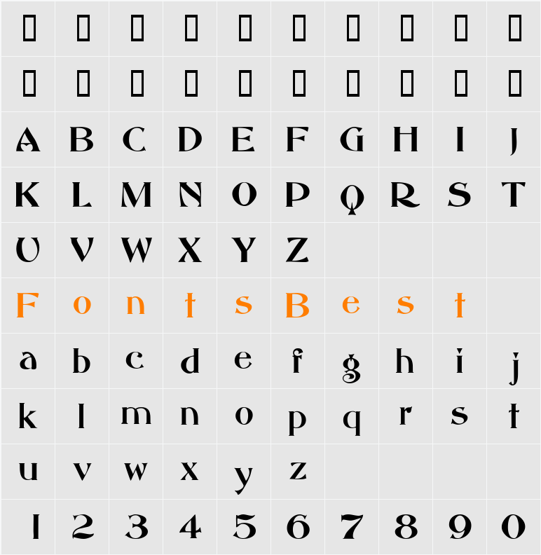 Omneco Character Map