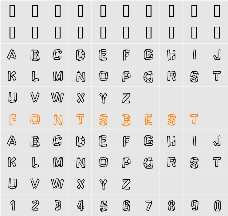 Funky Stoneage Character Map