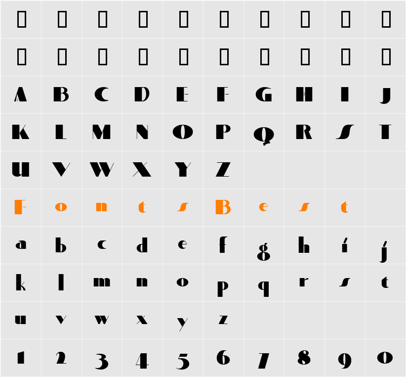 Quaint Notions NF Character Map