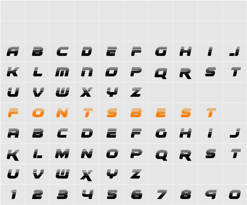 Renegado Halftone Italic Character Map