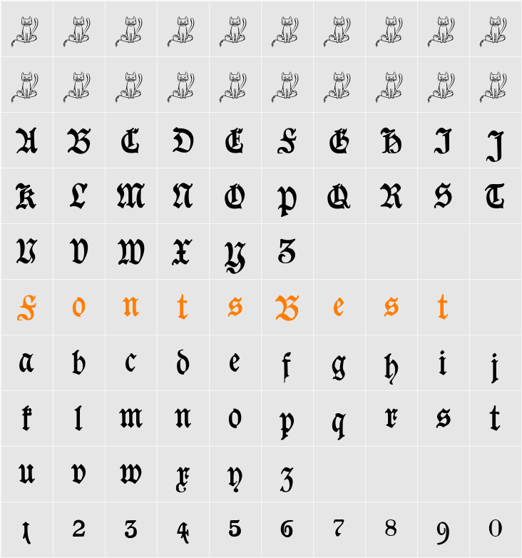 Goeschen Fraktur UNZ1A Character Map