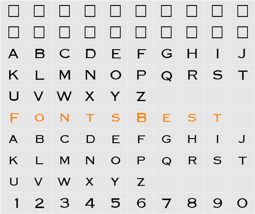Graverplate Character Map