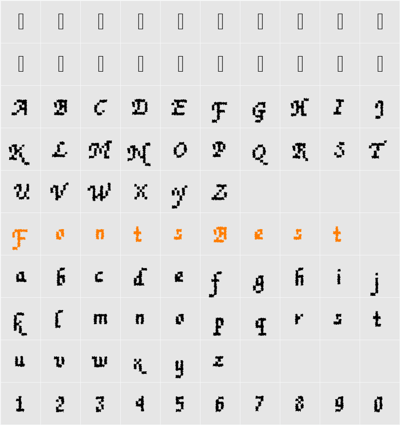 Rough78 Becker Character Map
