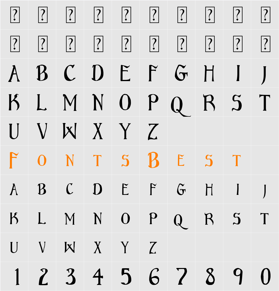 Bruce Standard Text Character Map