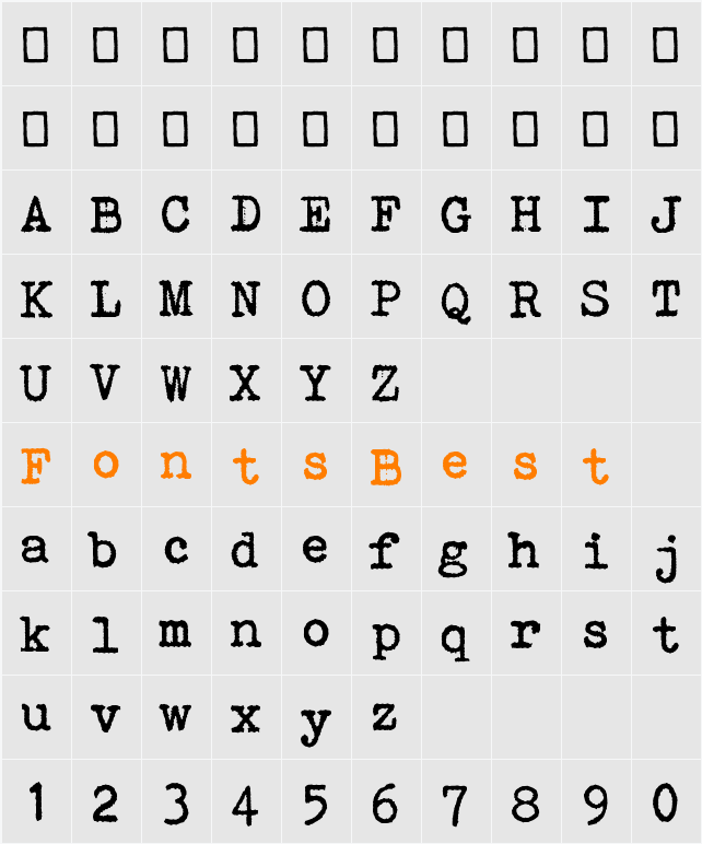 Bohemian typewriter Character Map