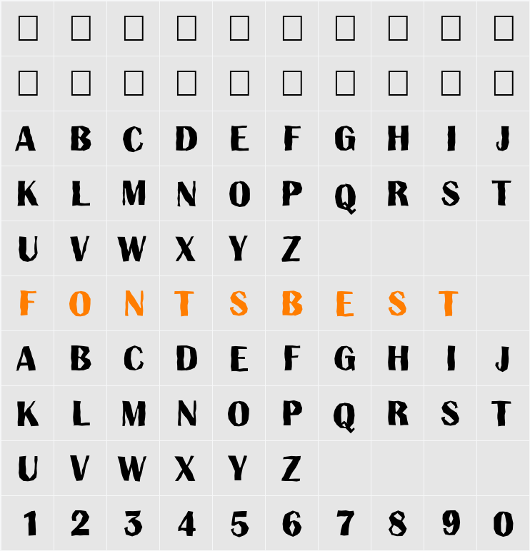 a_AlbionicTitulBrk Character Map