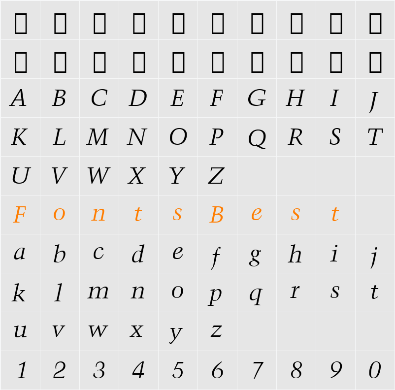Kuenst480 BT Character Map