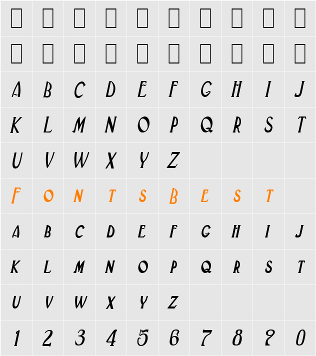 Deco-Condensed Character Map