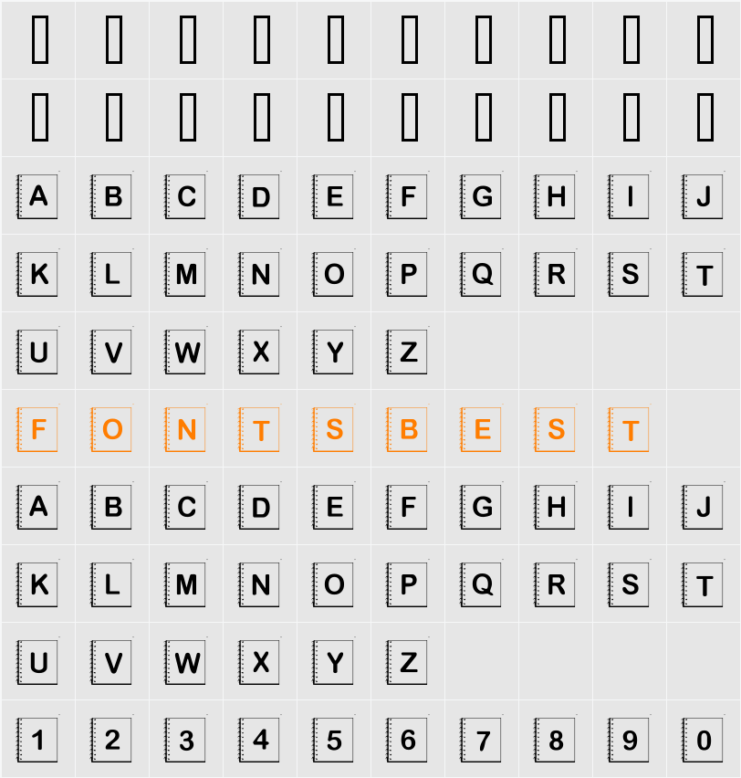 Summers Notebook Character Map