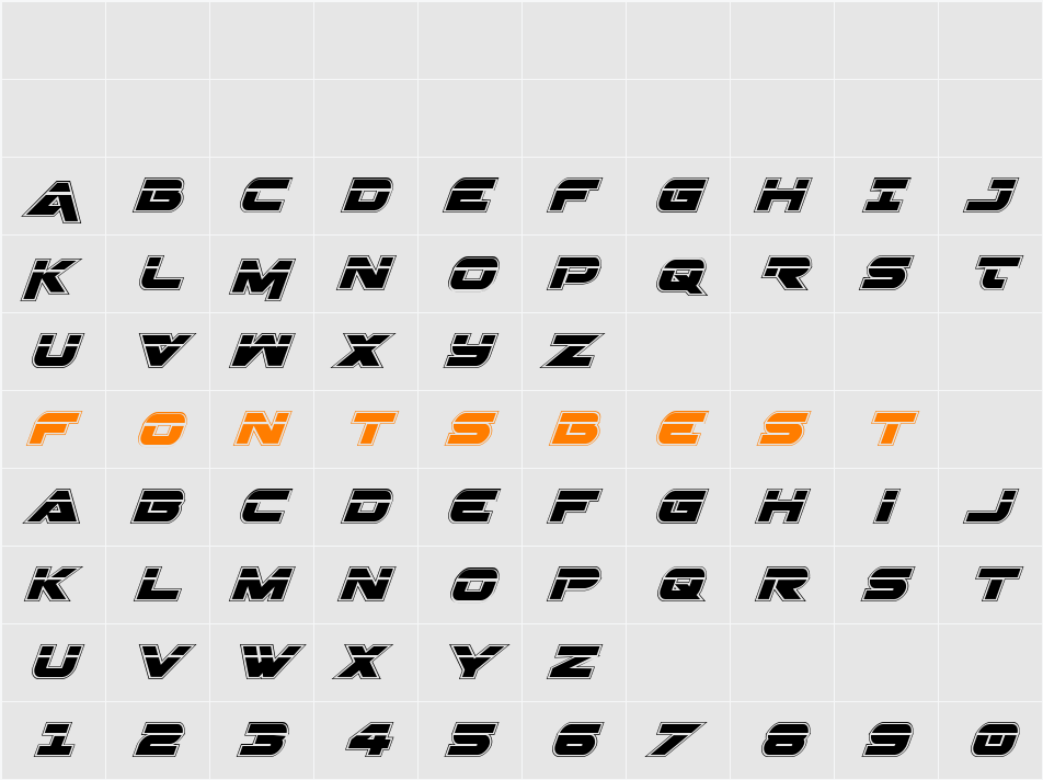 Gemina Academy Laser Italic Character Map