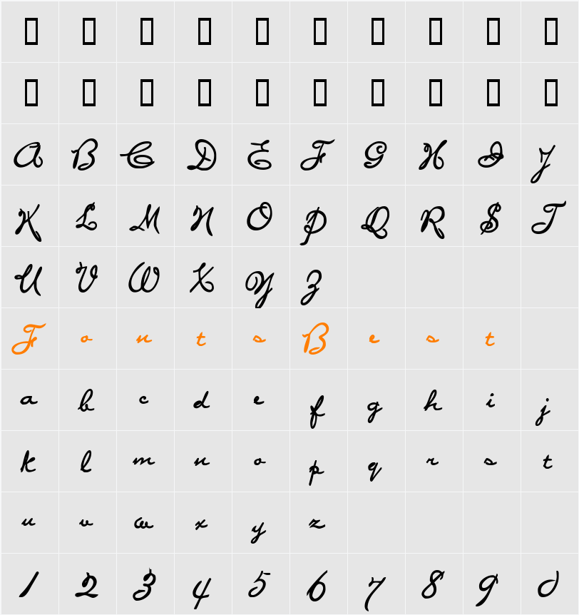 Penstyle Character Map