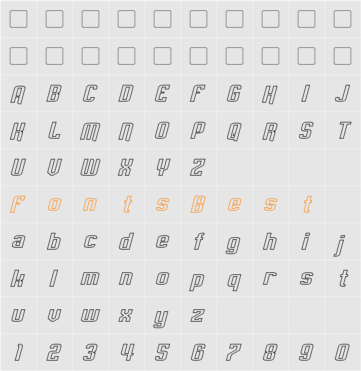 Empanada Extended Outline Character Map
