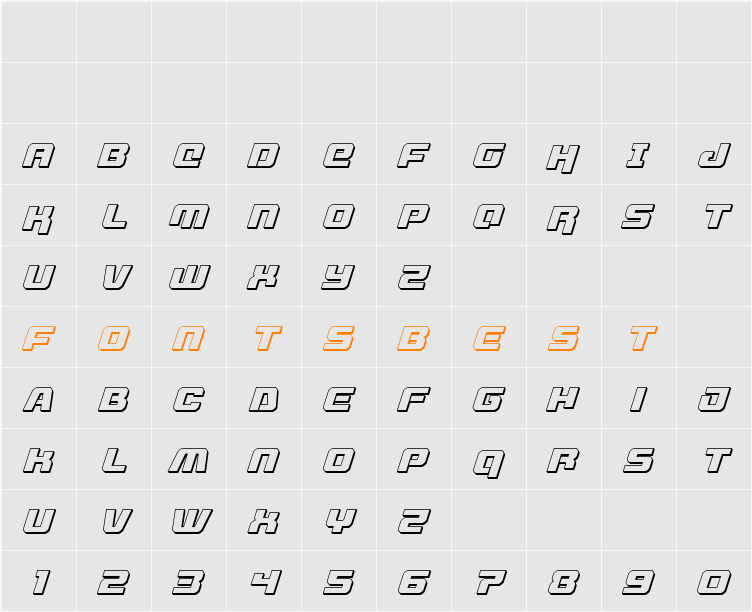Livewired 3D Italic Character Map
