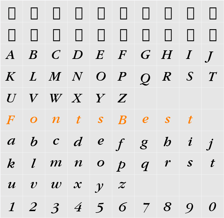 GarmdITC Bk BT Character Map