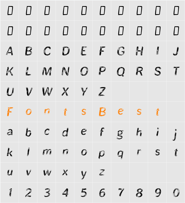 Bristles Character Map