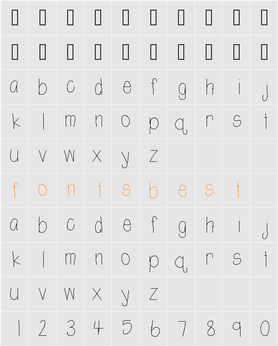 htShortie Character Map