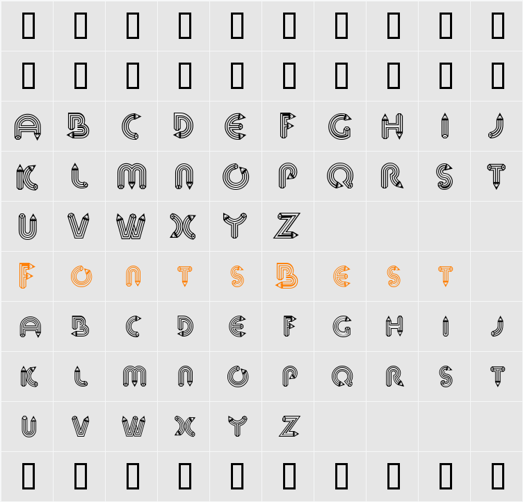 Pencil Caps Character Map