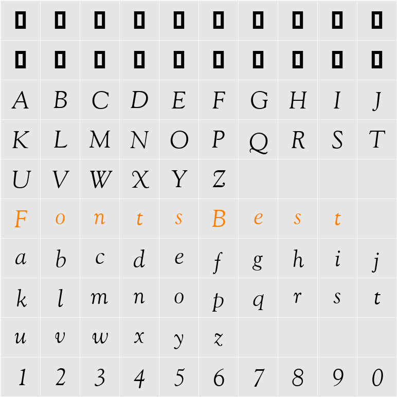 Goudy Old Style CE ATT Character Map