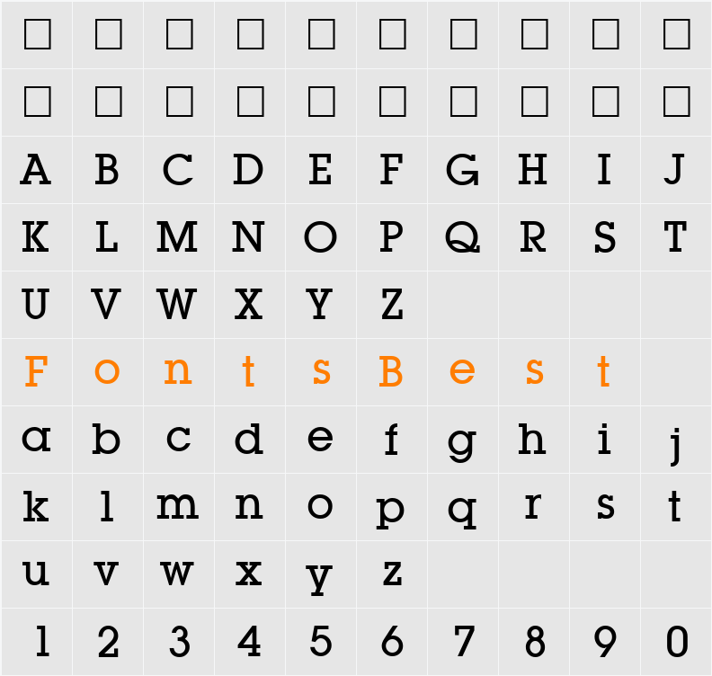 LubbersMedium Character Map