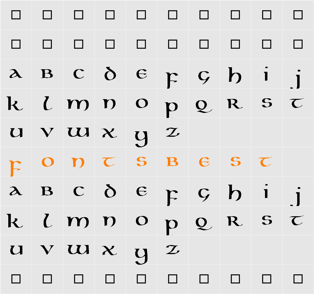 Kells Uncial Character Map