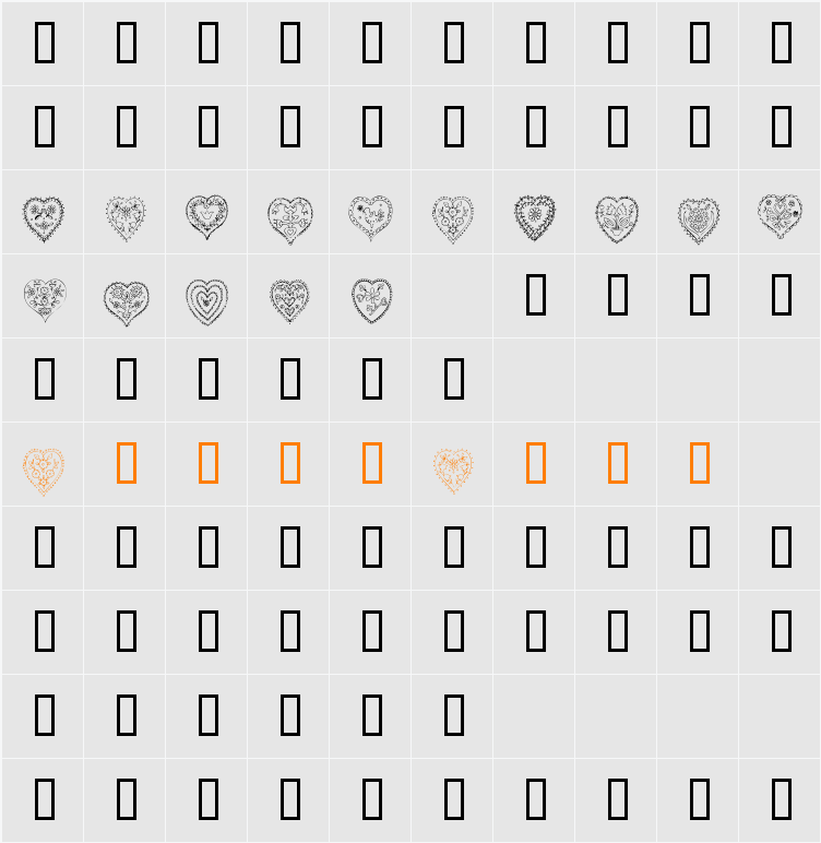 KR All Heart Character Map