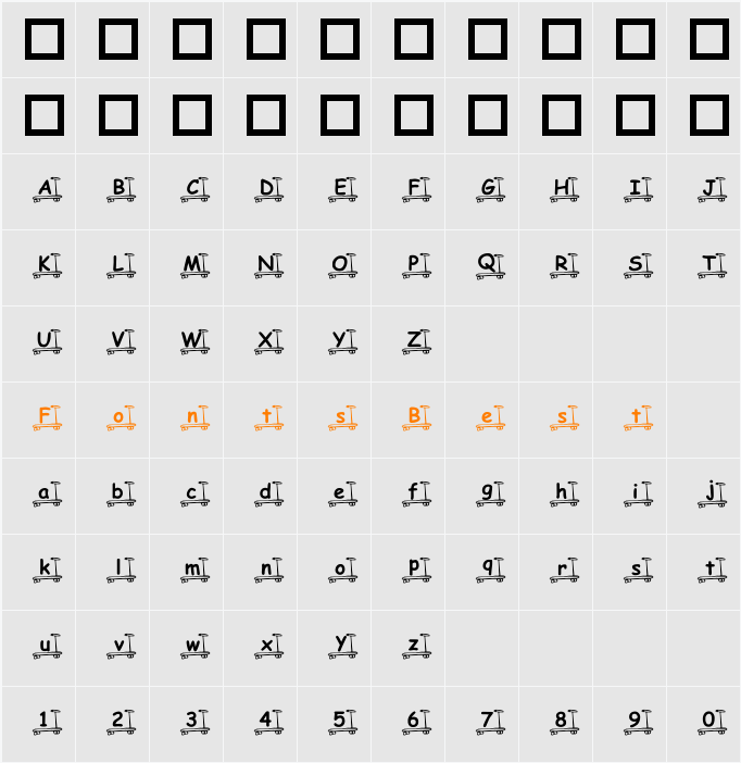KR Skooter Character Map