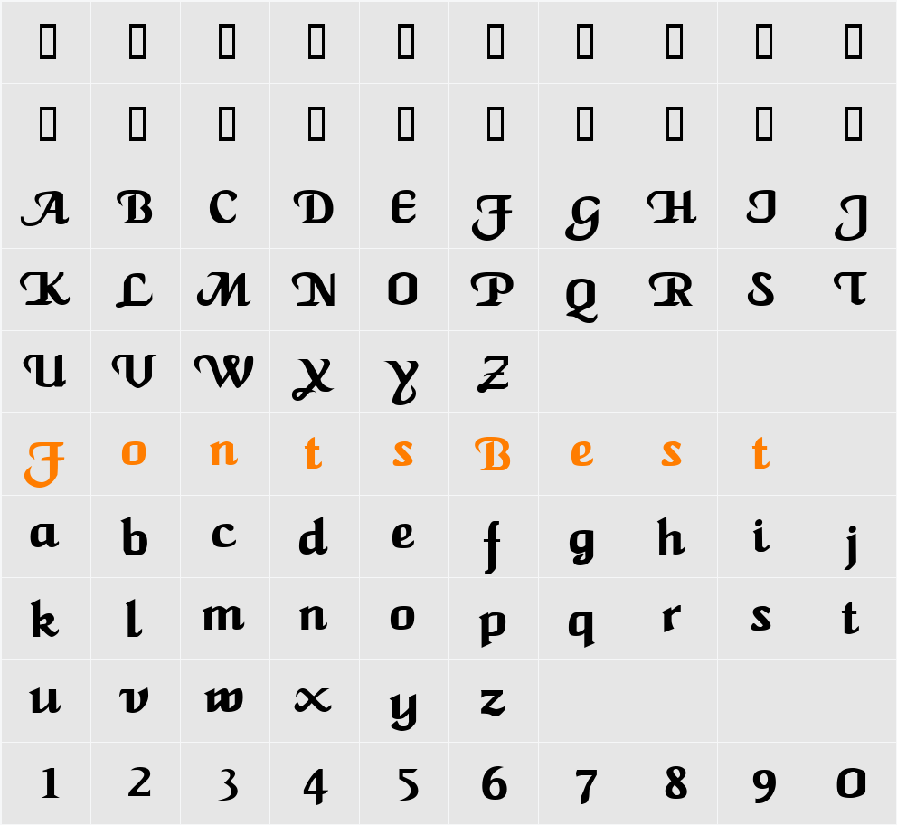 MaidenWord Character Map