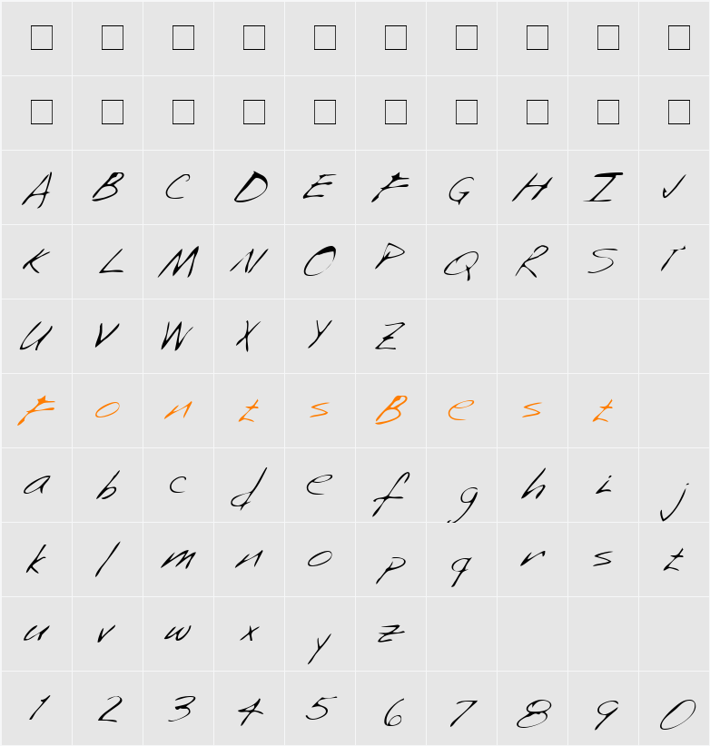 SaffronsHand Character Map
