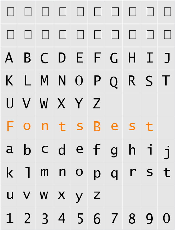Lucida Sans Typ Character Map