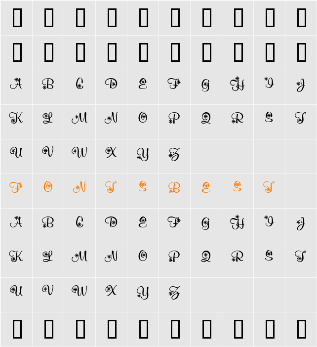 KR Snowflake 2 Character Map