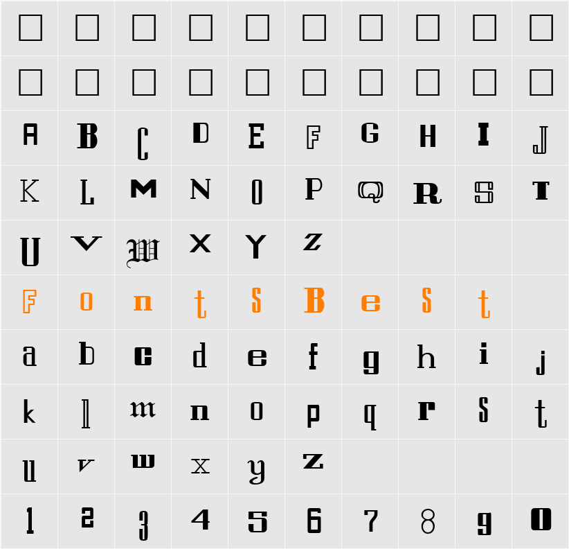 RULAND Character Map