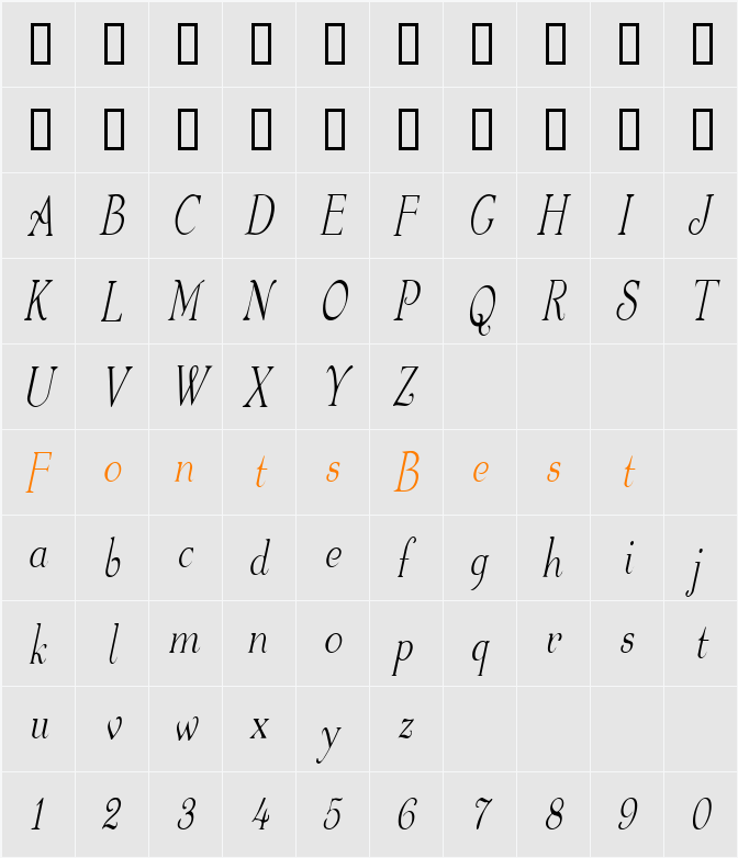 WaltersCondensed Character Map