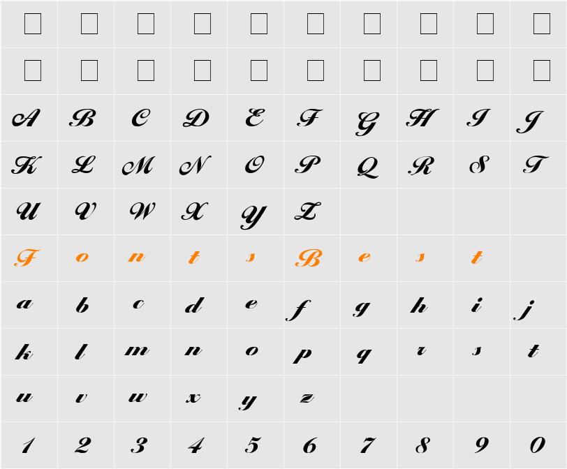 Premi Script SSi Character Map