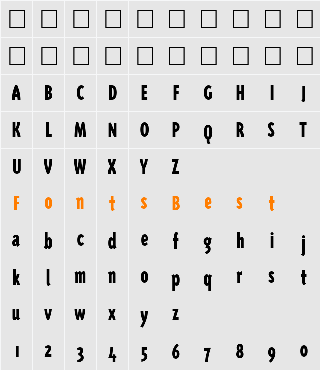 TriplexConBlackOldstyle Character Map
